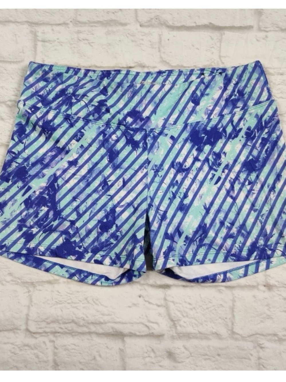 Marika Blue & Aqua Striped Bike Shorts